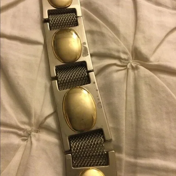 Leather and metal belt 29” Gold tone - Picture 8 of 8